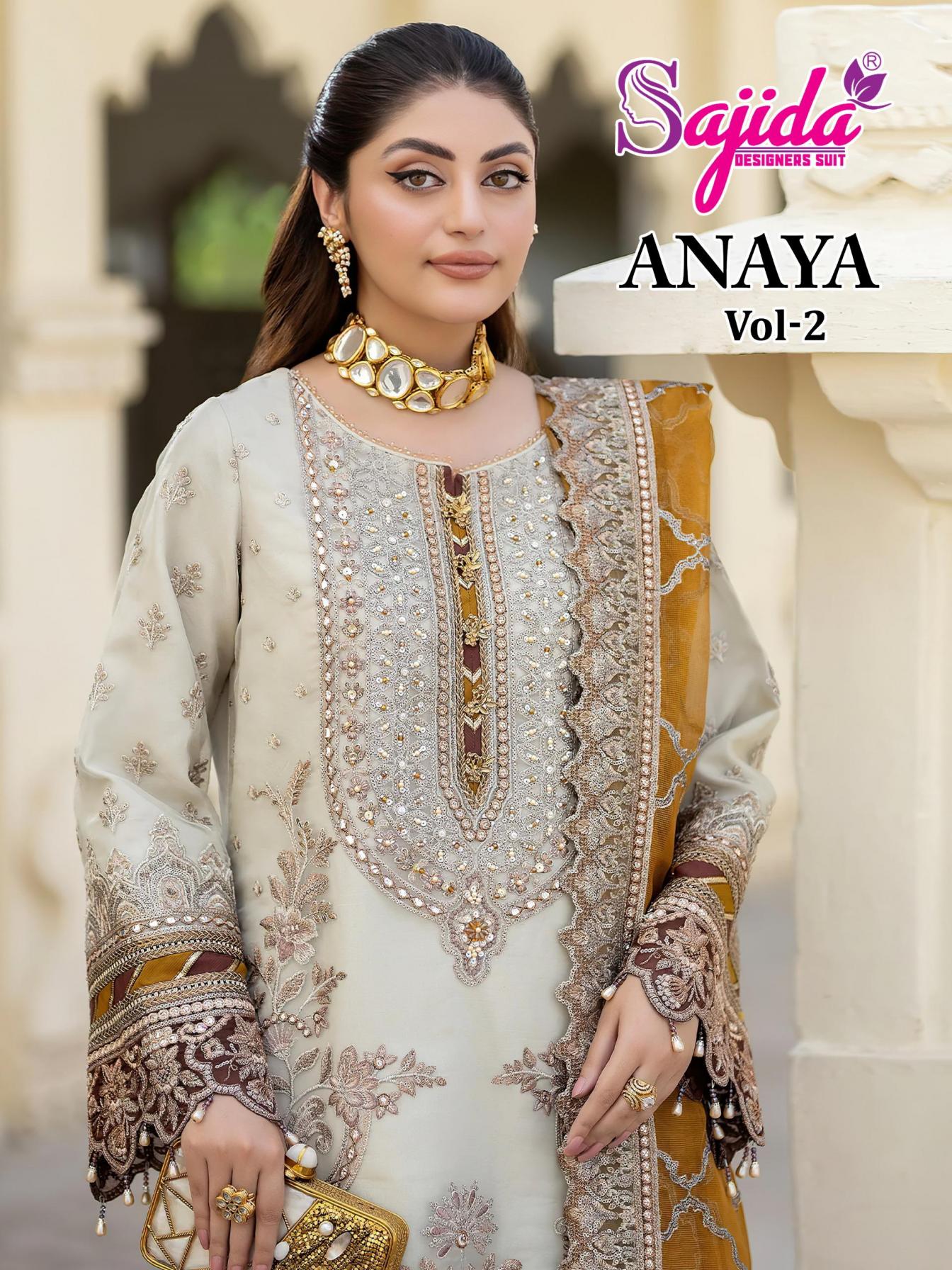 ANAYA VOL 2 BY SAJIDA GEORGETTE FULL STITCH BIG SIZE PAKISTANI SUITS 