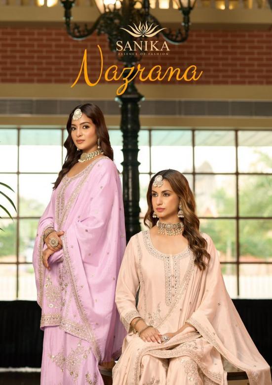 NAZRANA BY SANIKA FASHION CHINON SILK FULL STITCH PLAZZO STYLE DRESS