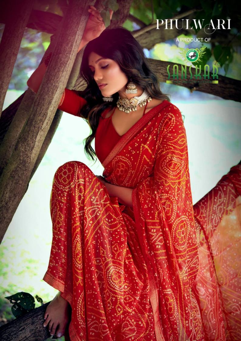 PHULWARI BY SANSKAR TEX PRINTS BANDHNI PRINT SAREE ONLINE 