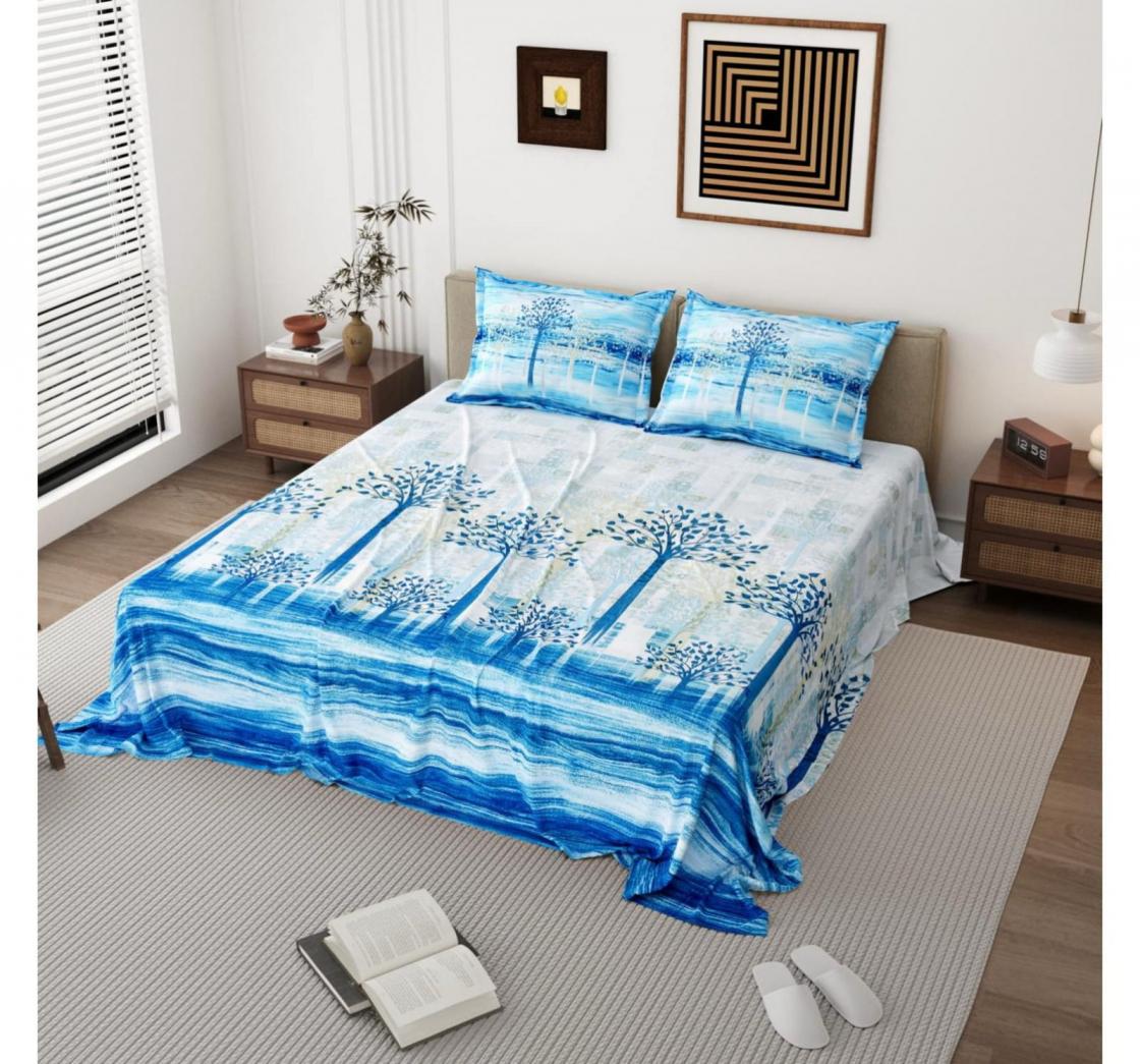 SAPPHIRE COTTON FULL STITCH AMAZING KING SIZE BEDSHEETS WITH 2 PILLOW COVERS 