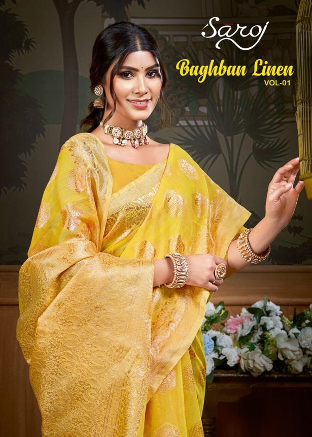 Baghban Linen saroj Vol.1 cotton linen saree