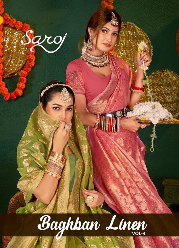 Baghban Linen Saroj Vol.4 cotton linen saree