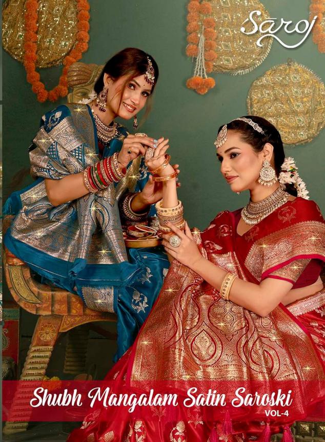 Shubh mangalam satin saroski saroj vol.4 Satin silk saree