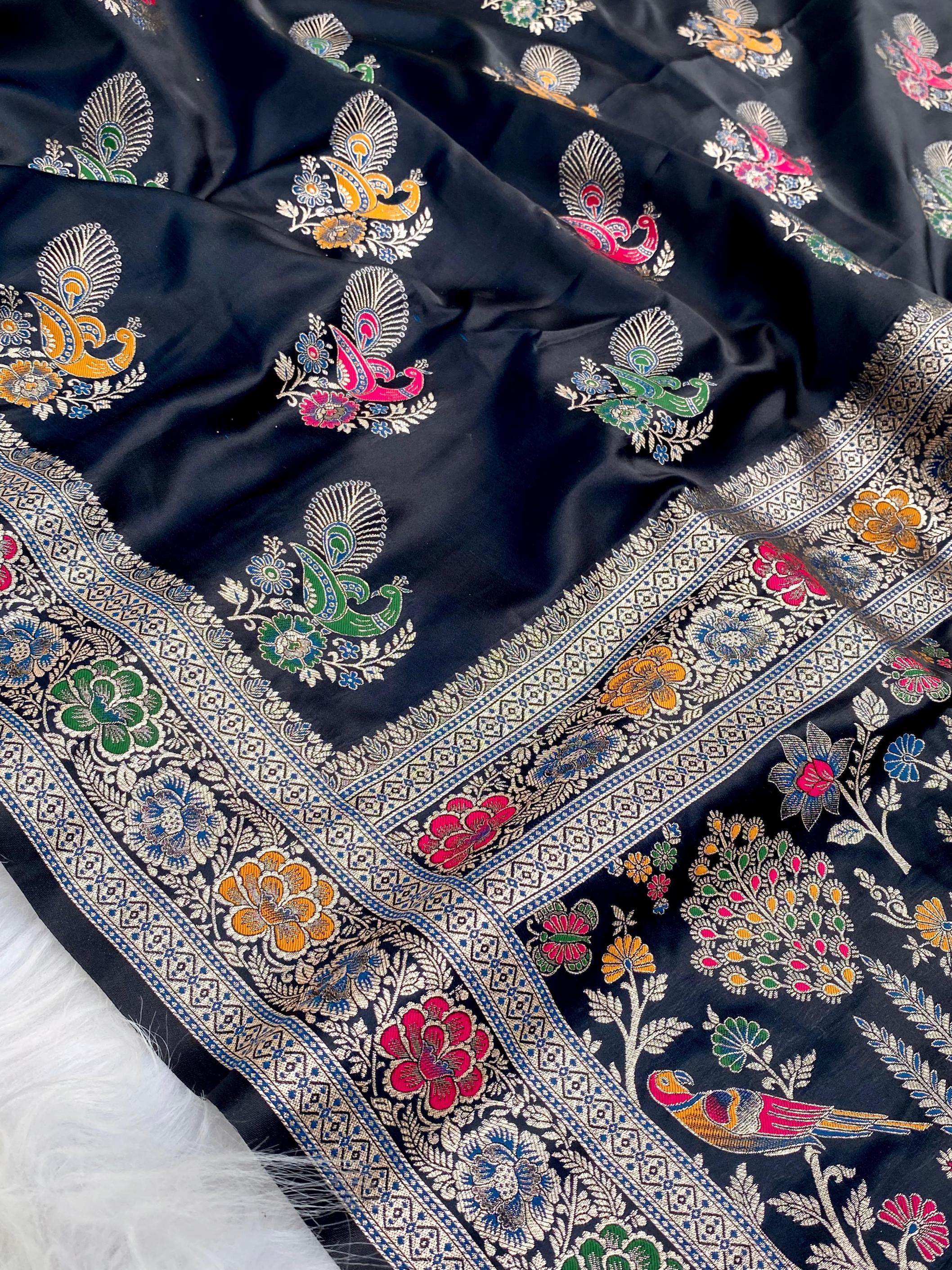 SATIN MOR POPULAR DESIGN MUSHRO WEAVING SAREES EXPORTS 