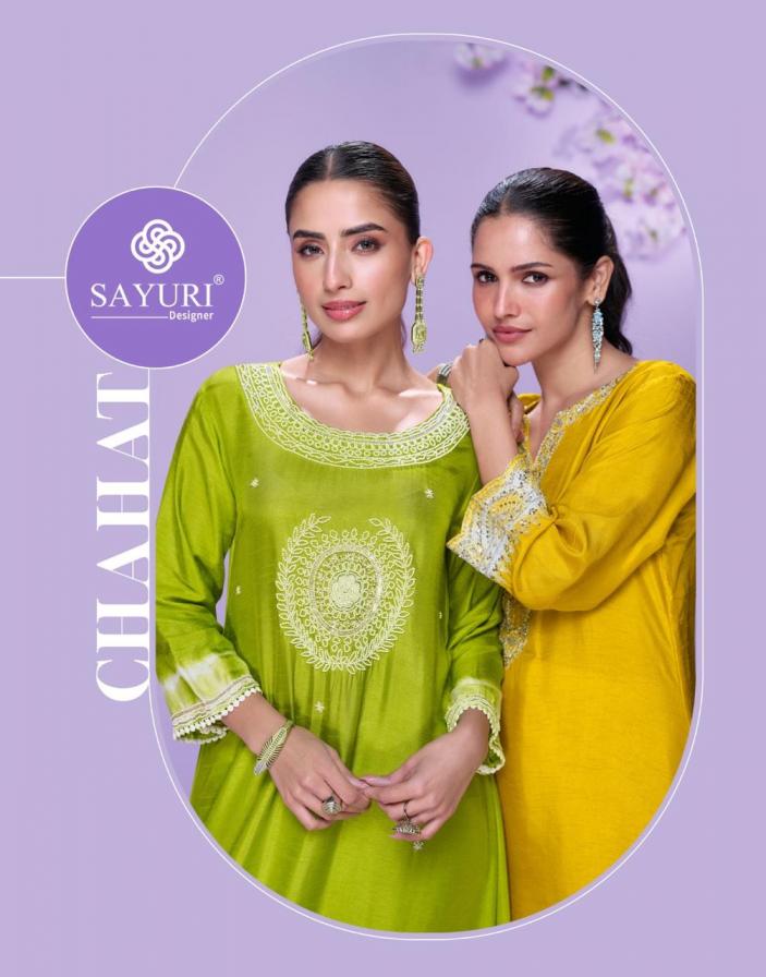 CHAHAT BY SAYURI DESIGNER SILK FULLY STITCH FLOWY HEMLINE KURTIS