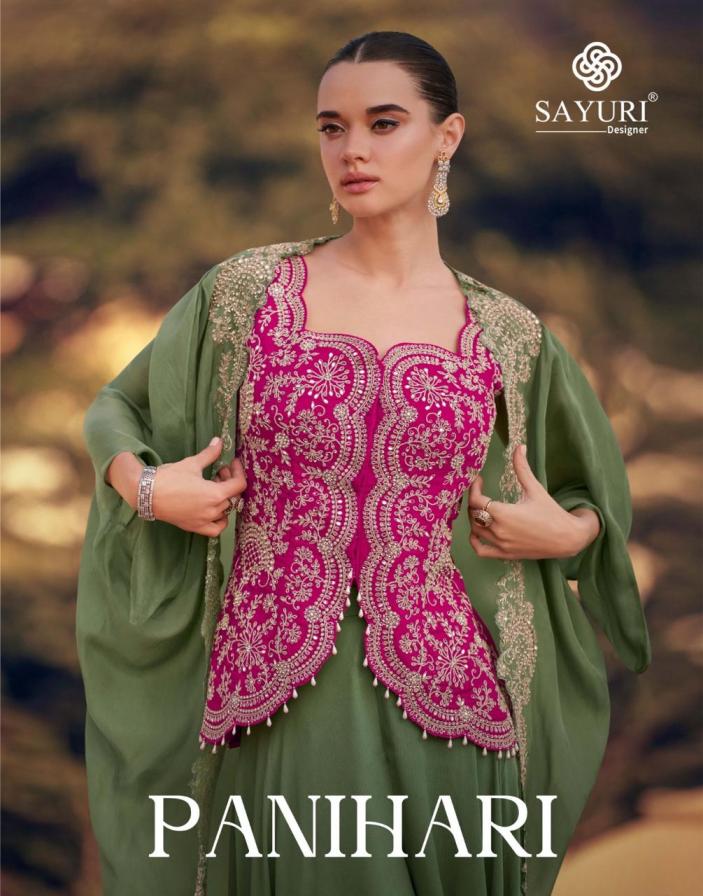 PANIHARI BY SAYURI DESIGNER CHINON SILK READYMADE PLAZZO JACKET WESTERN DRESS