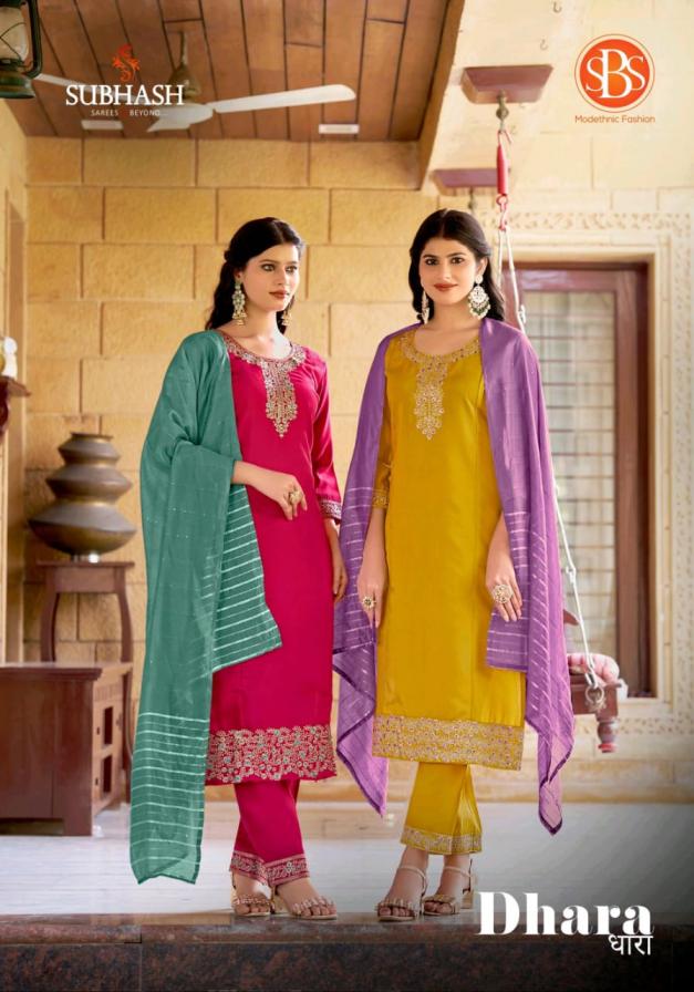 DHARA BY SBS ROMAN SILK FULL STITCH UNIQUE 3PCS DRESS