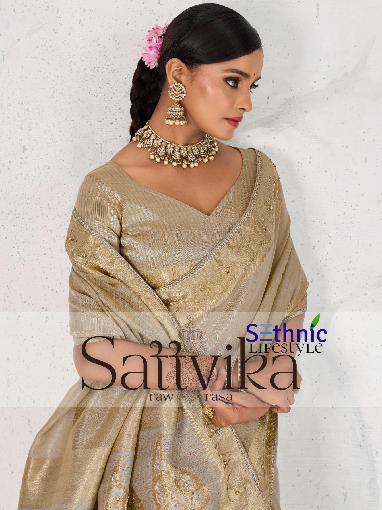 SATTVIKA BY SETHNIC LIFESTYLE LUXURIOUS TISSUE LINEN SAREES 