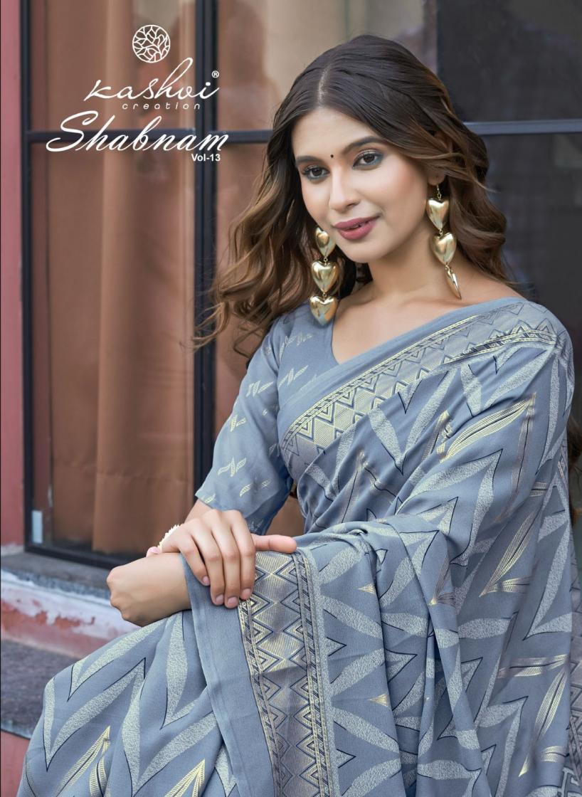 KASHVI CREATION SHABNAM VOL 13 DULL MOSS SAREE EXPORTS 