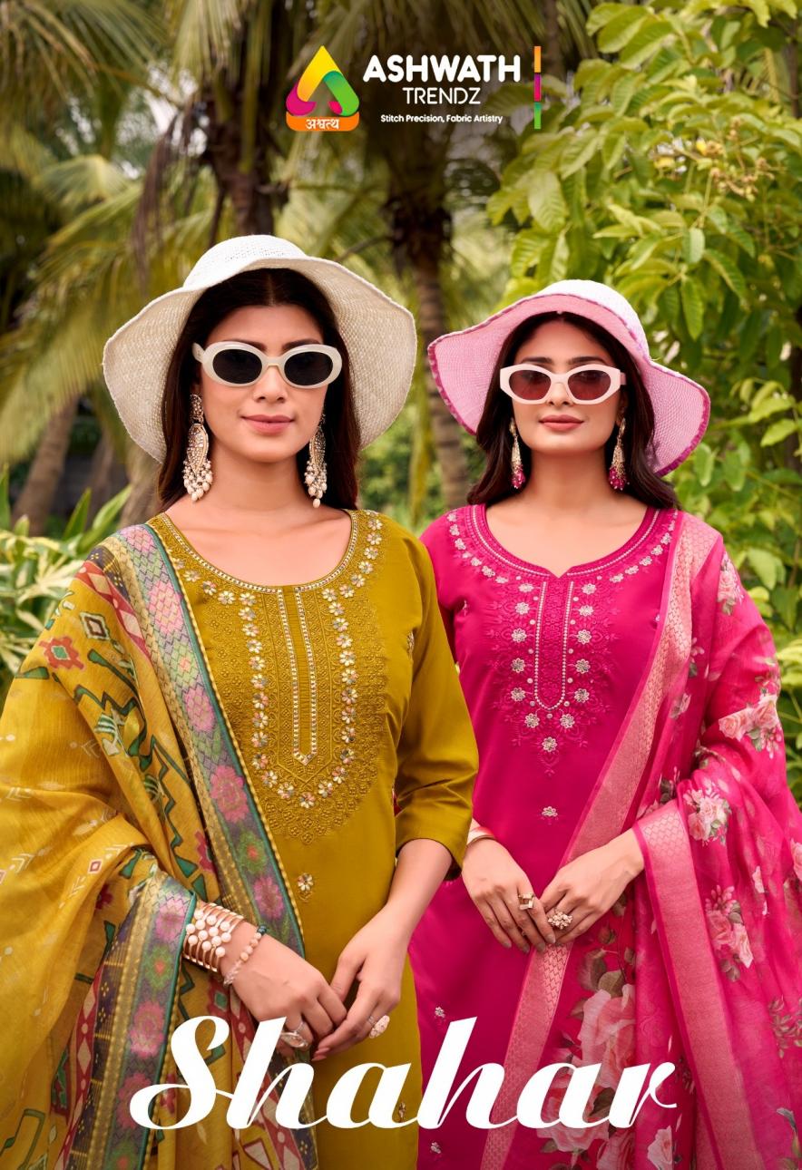 ASHWATH TRENDZ SHAHAR FULL STITCH ROMAN SILK SUIT FOR WOMENS 