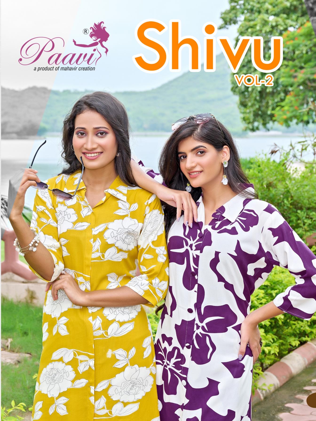 PAAVI LAUNCH SHIVU VOL 2 RAYON STYLISH FULL STITCH KURTI WITH PAIR