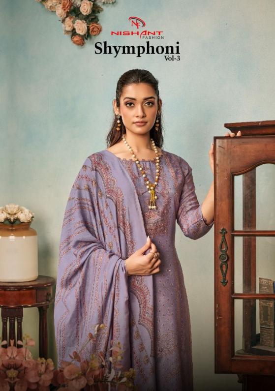 NISHANT FASHION SHYMPHONI VOL 3 STYLISH VISCOSE SIMER MUSLIN 3PCS DRESS  