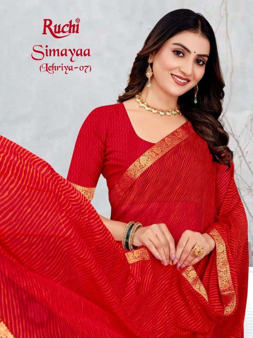 RUCHI SIMAYAA LEHRIYA VOL 7 STYLISH LOOK CHIFFON SAREES EXPORTS 