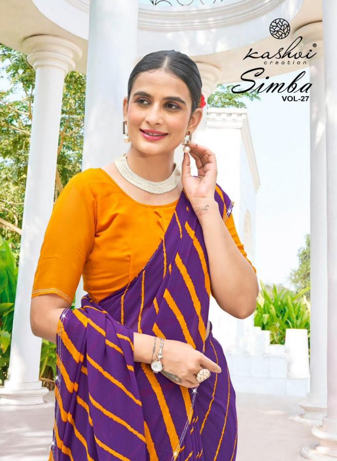 KASHVI CREATION SIMBA VOL 27 GEORGETTE LAHARIYA PRINT SAREE FOR WOMENS 