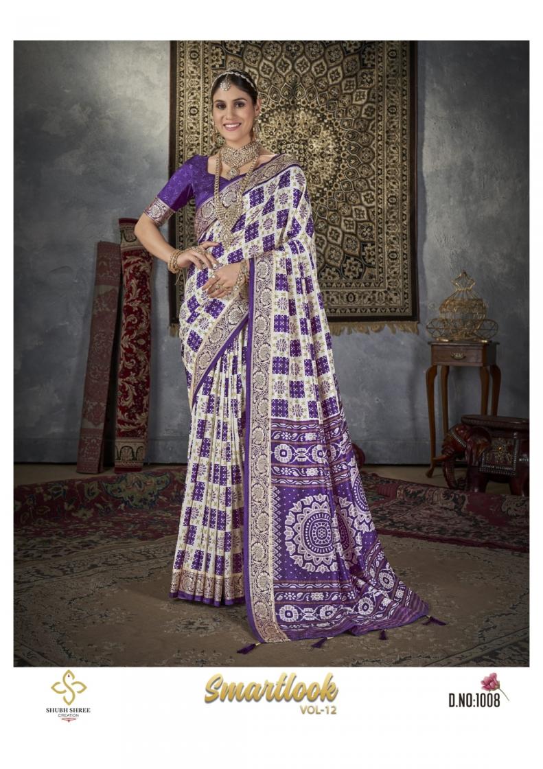 SHUBH SHREE SMART LOOK VOL 12 AMAZING VELWET TUSSER SILK SAREES 