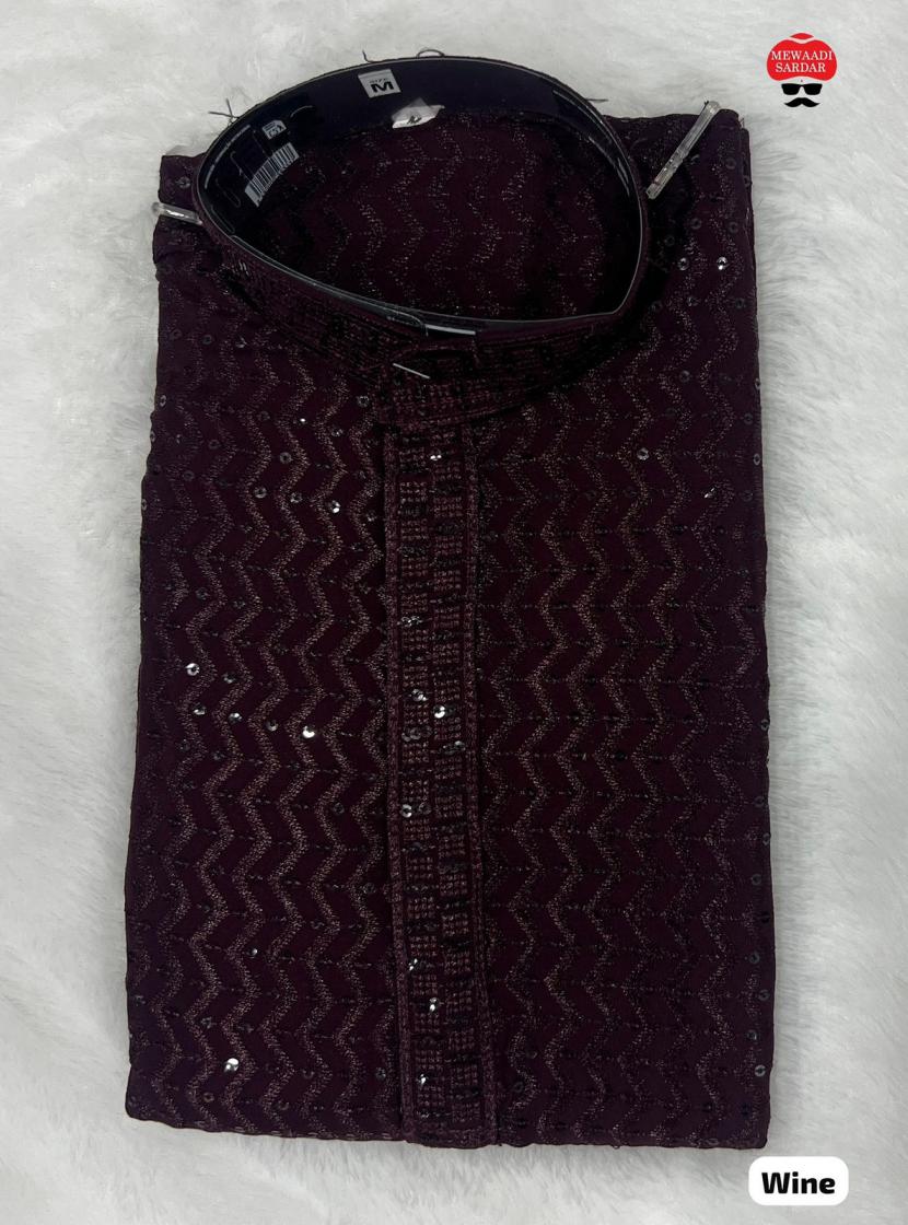 SPARKLE RAYON HIT DESIGN FULL STITCH SEQUINS WORK MENS KURTA ONLINE 