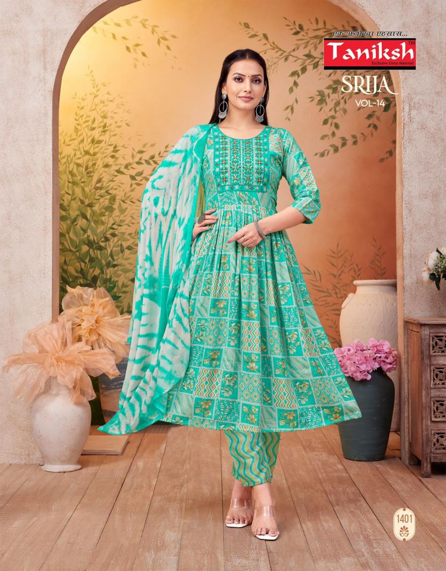 TANIKSH SRIJA VOL 14 CAPSULE PRINT FULL STITCH PRETTY 3PCS DRESS