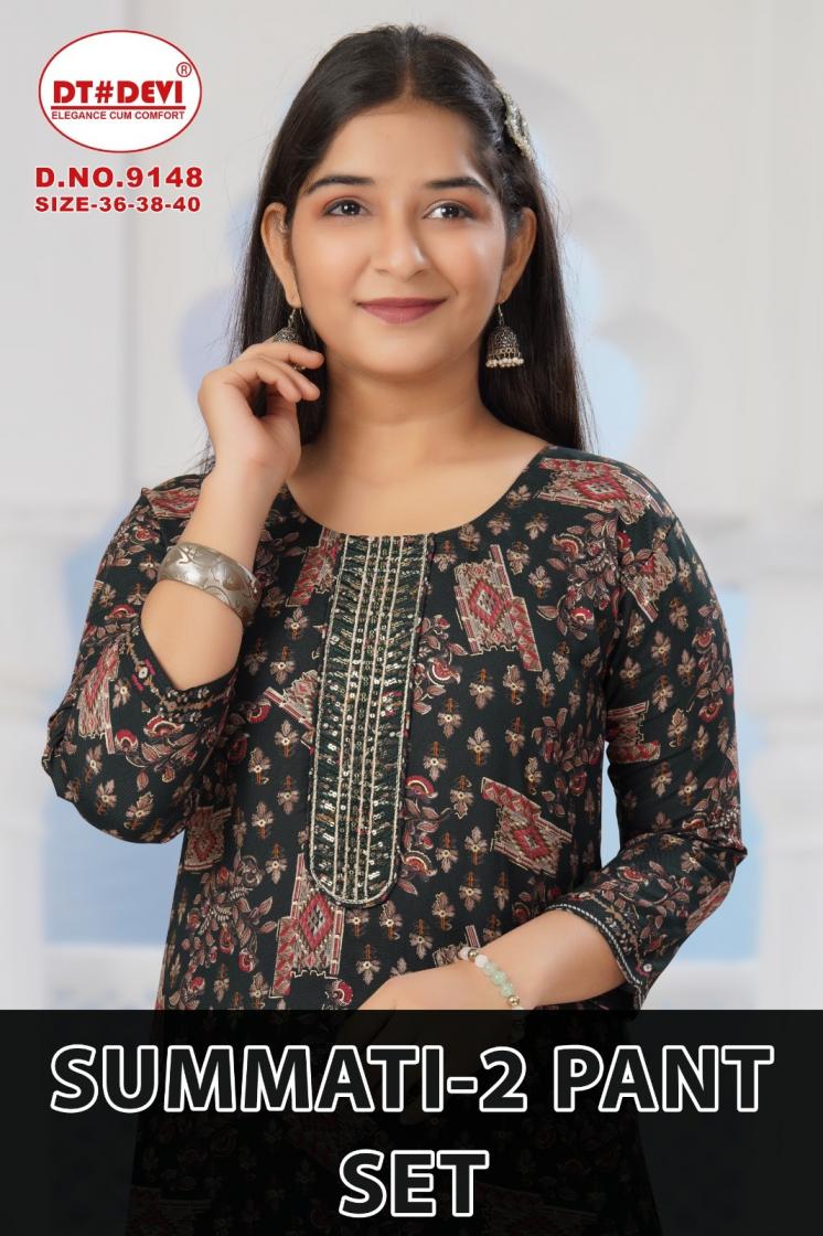 DT DEVI SUMMATI VOL 2 PANT SET 9148 RAYON FULL STITCH COMBO KIDS 3PCS DRESS 