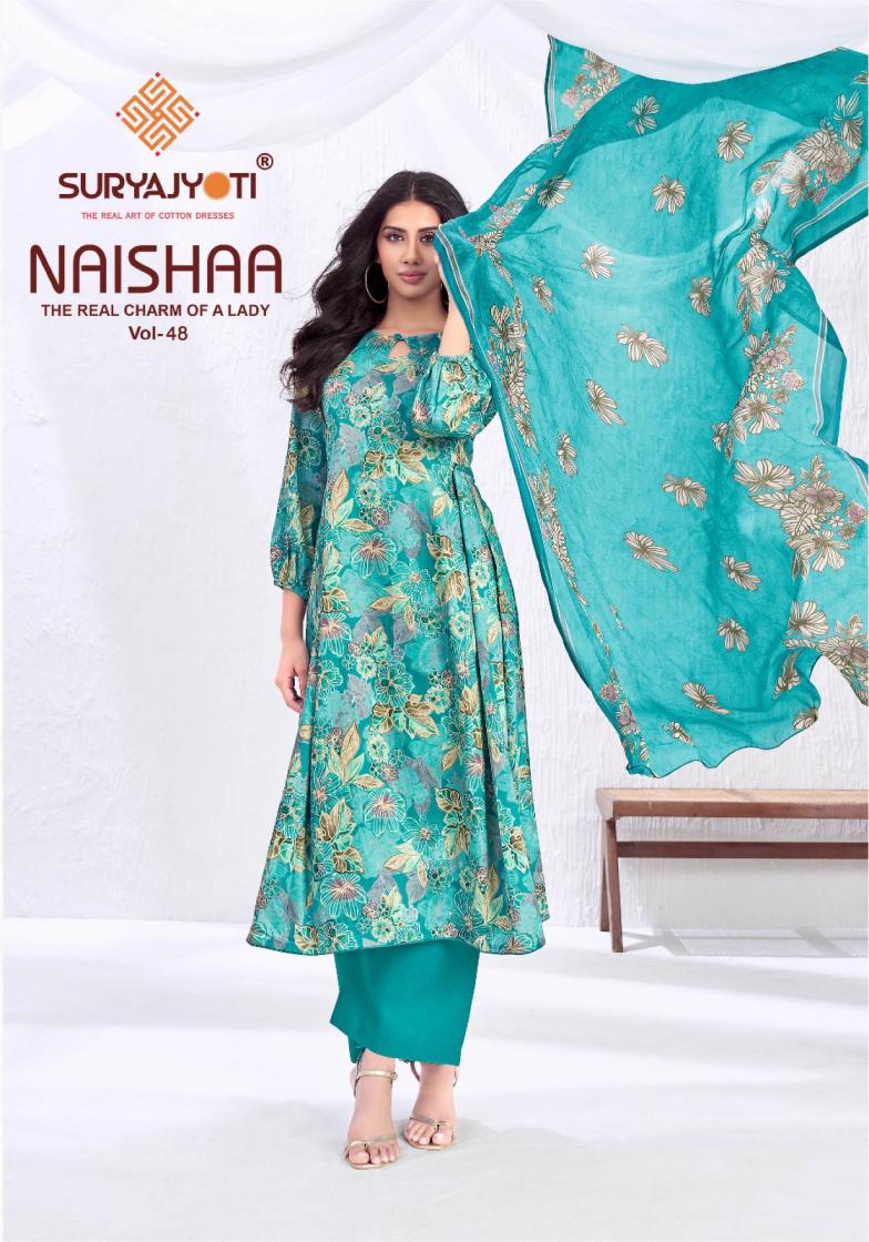 NAISHAA VOL 48 BY SURYAJYOTI JAM SATIN UNSTITCH SALWAR KAMEEZ 