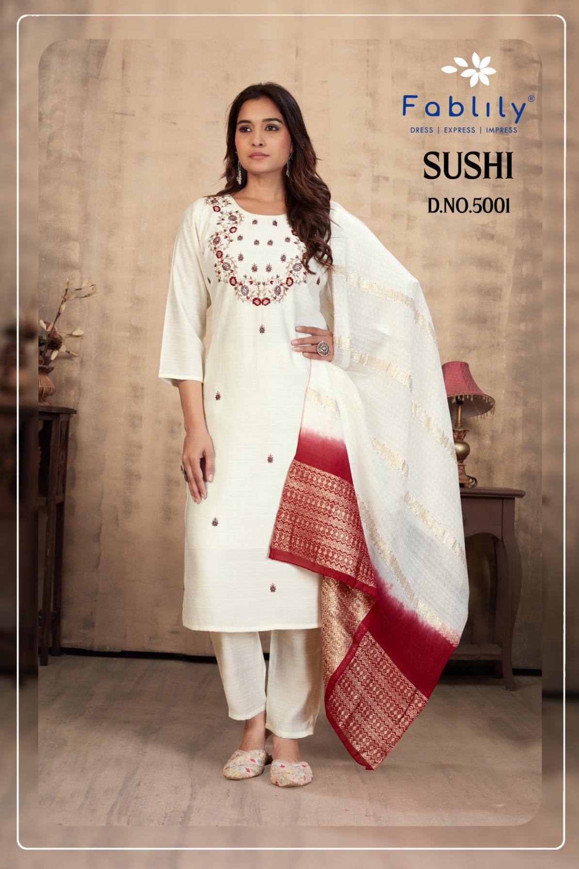 FABLILY SUSHI READYMADE CLASSIC VETICAN GOLD COMBO 3PCS DRESS