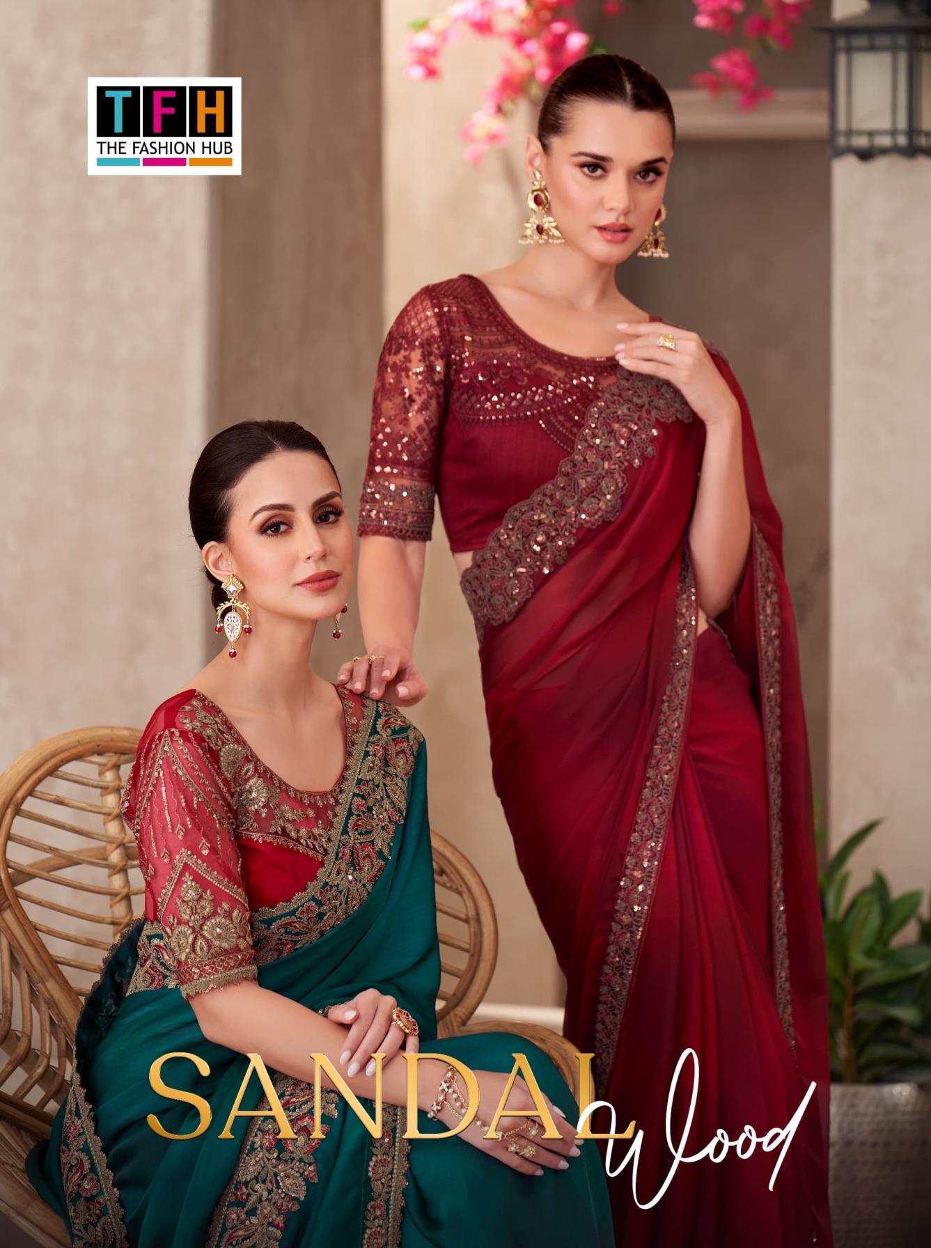 SANDAL WOOD VOL 15 BY TFH CHIFFON LUXURIOUS SAREES FOR WOMEN