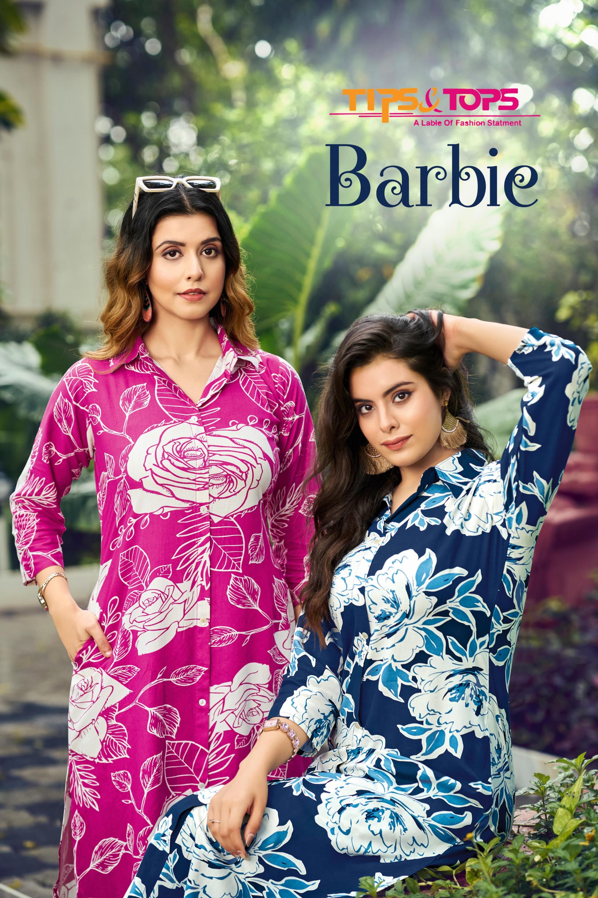 BARBIE BY TIPS & TOPS FANCY HEAVY RAYON PRINT STITCHED KURTI AND PANT 