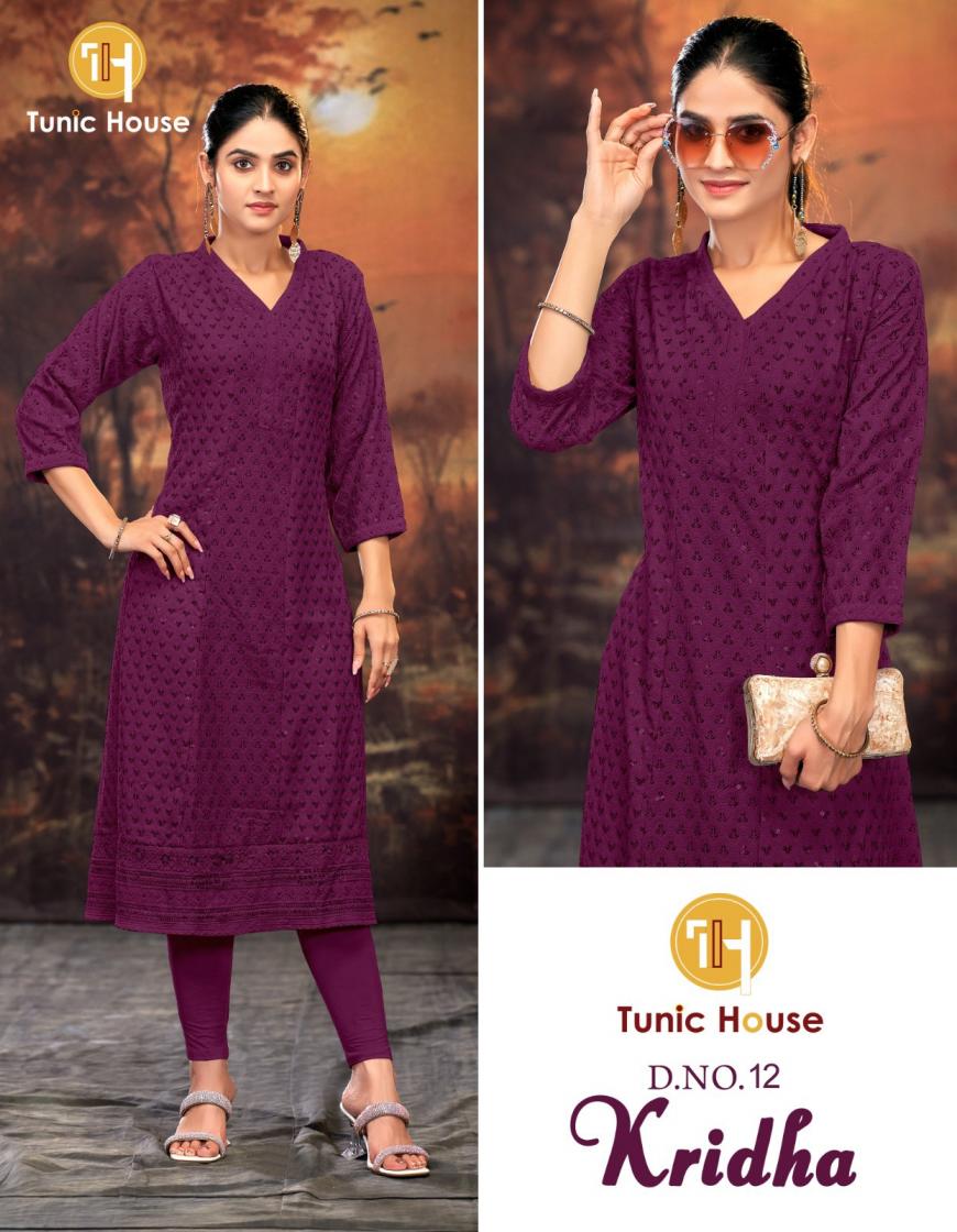 TUNIC HOUSE ANARKALI CHIKANKARI KURTI SIZE SET COMBO