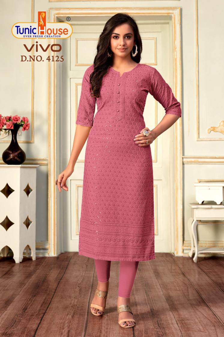 TUNIC HOUSE VIVO CHIKANKARI KURTI COMBO SIZE SET COLLECTION