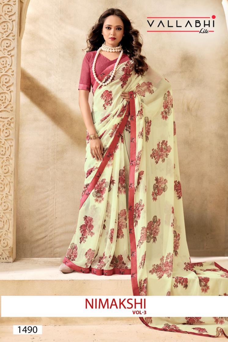 NIMAKSHI VOL 3 BY VALLABHI LITE GEORGETTE FANCY SAREE ONLINE 