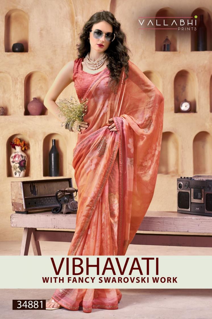 VIBHAVATI BY VALLABHI PRINTS UNIQUE FANCY SWAROVSKI SAREES 