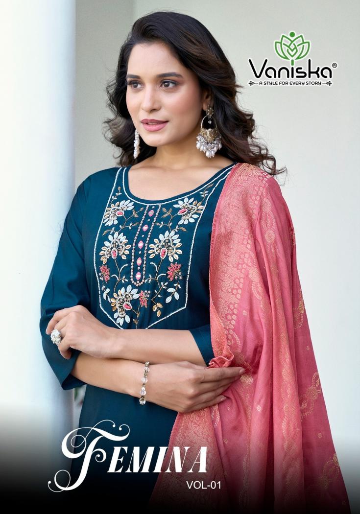 FEMINA VOL 1 BY VANISKA COLOURPIX GADHWAL SILK BEST READYMADE SALWAR SUIT 