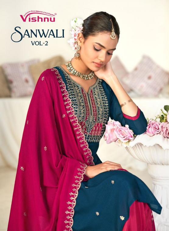 SANWALI VOL 2 BY VISHNU VICHITRA SILK FULL STITCH PLUS SIZE SUITS ONLINE 