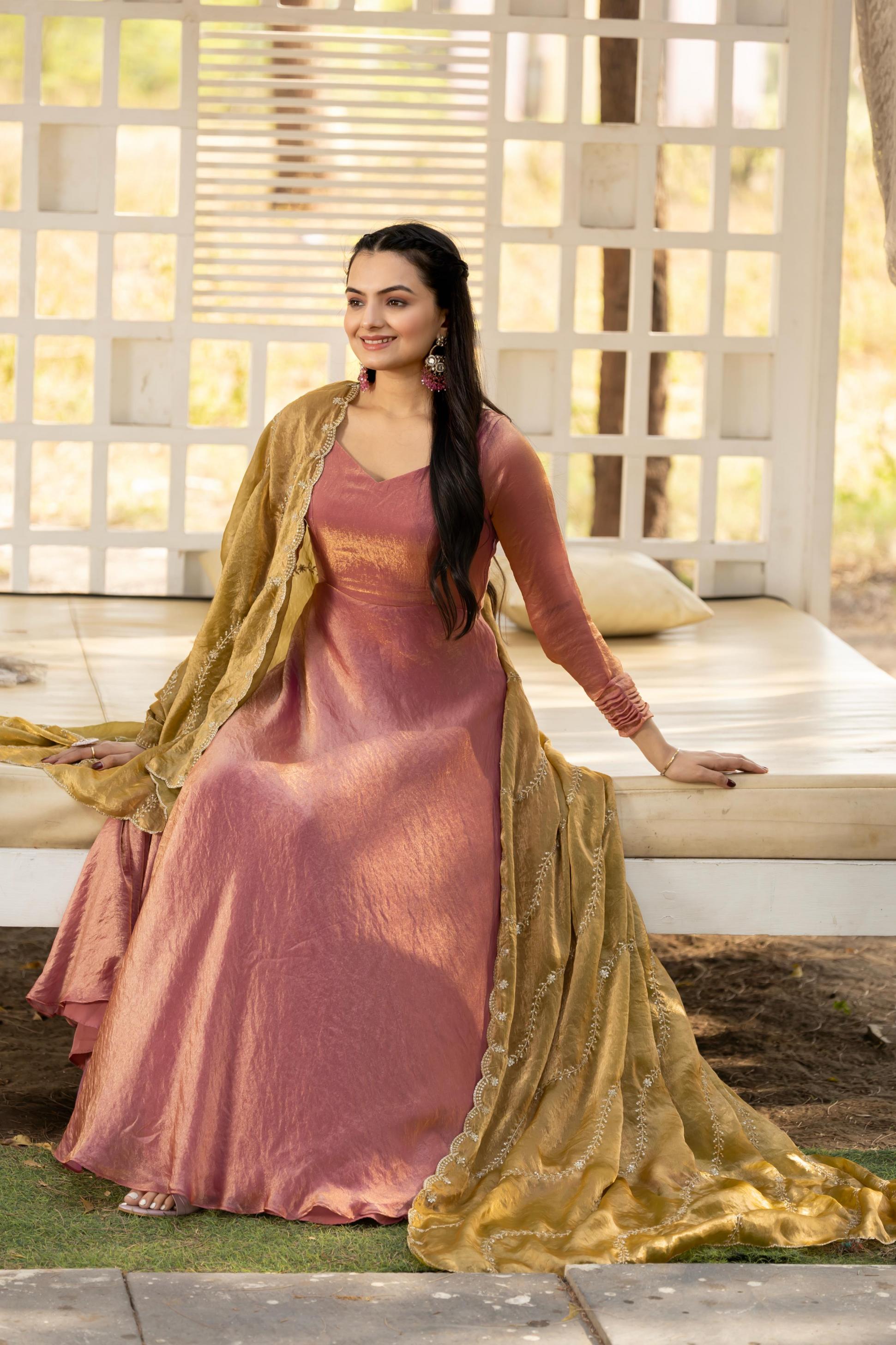 W2078-79 HIT DESIGN FULLY STITCH PLUS SIZE GOWN WITH DUPATTA  