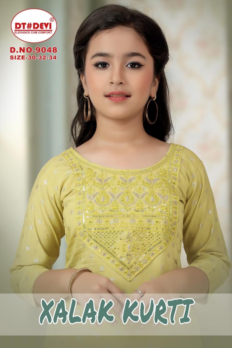 DT DEV XALAK KURTI 9048 DAILY WEAR FULL STITCH ROMAN SHIMMER COMBO KURTIS 