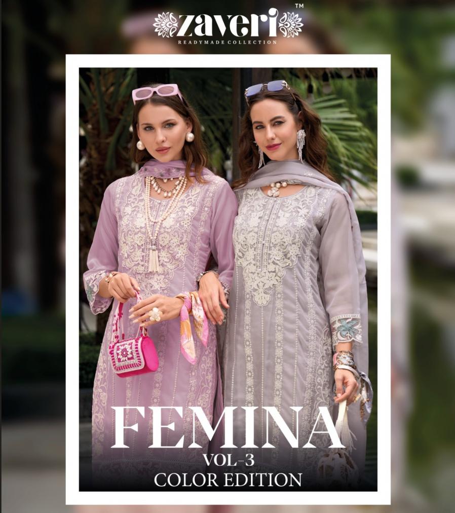 FEMINA VOL 3 BY ZAVERI READYMADE AMAZIG ORGANZA SUIT FOR WOMENS 