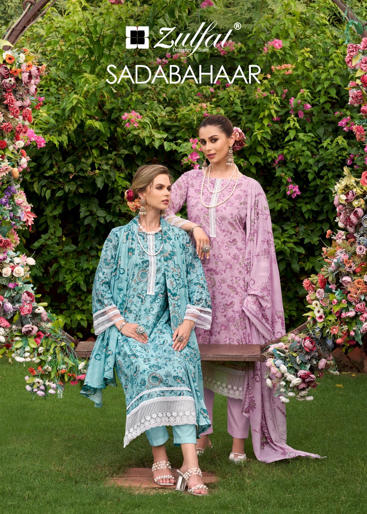 SADABAHAAR BY ZULFAT DESIGNER COTTON READYMADE PLUS SIZE PAKISTANI 3PCS DRESS