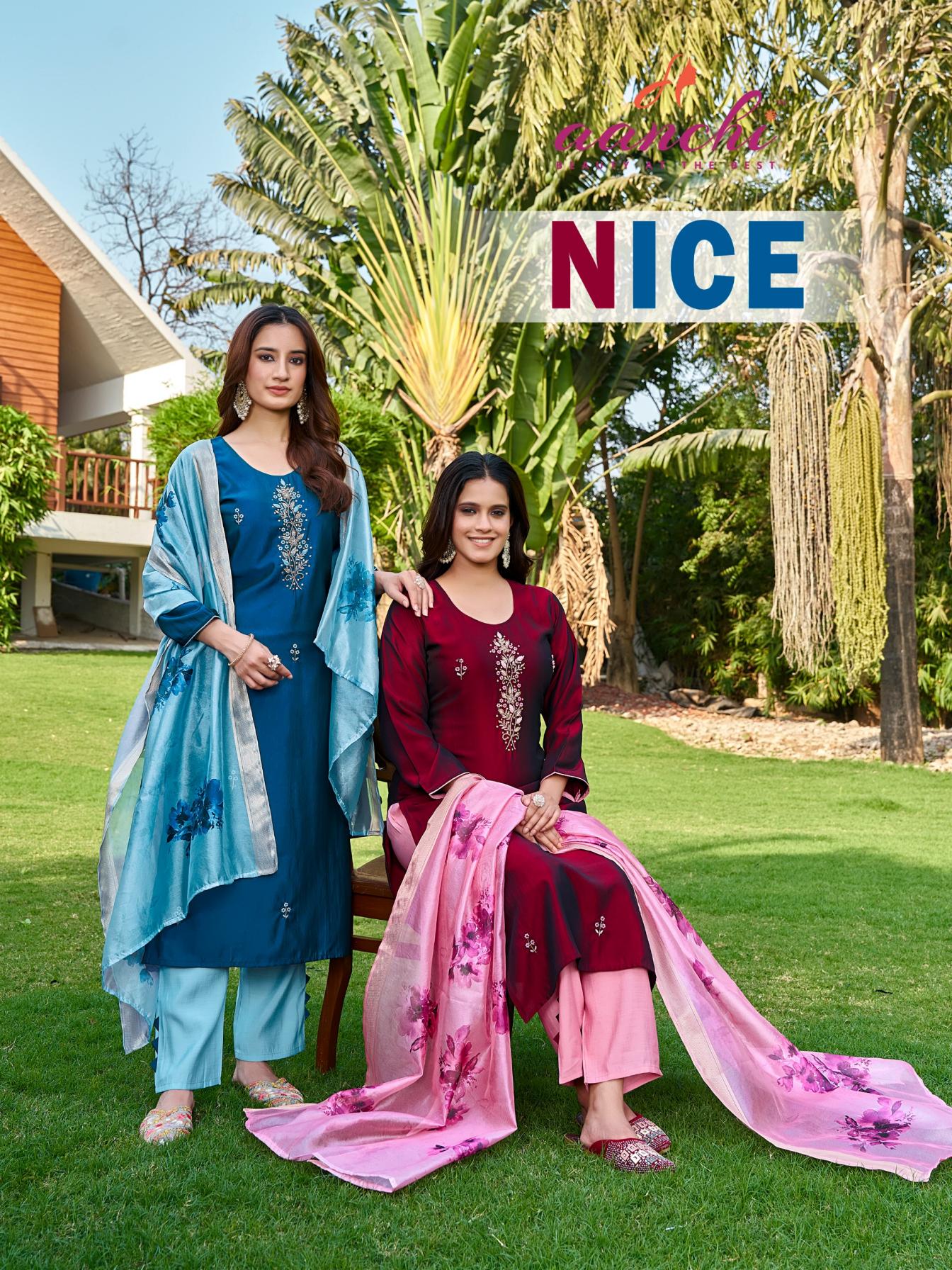 NICE BY AANCHI RANGEELA SILK CLASSIC FULL STITCH SUIT FOR WOMENS 