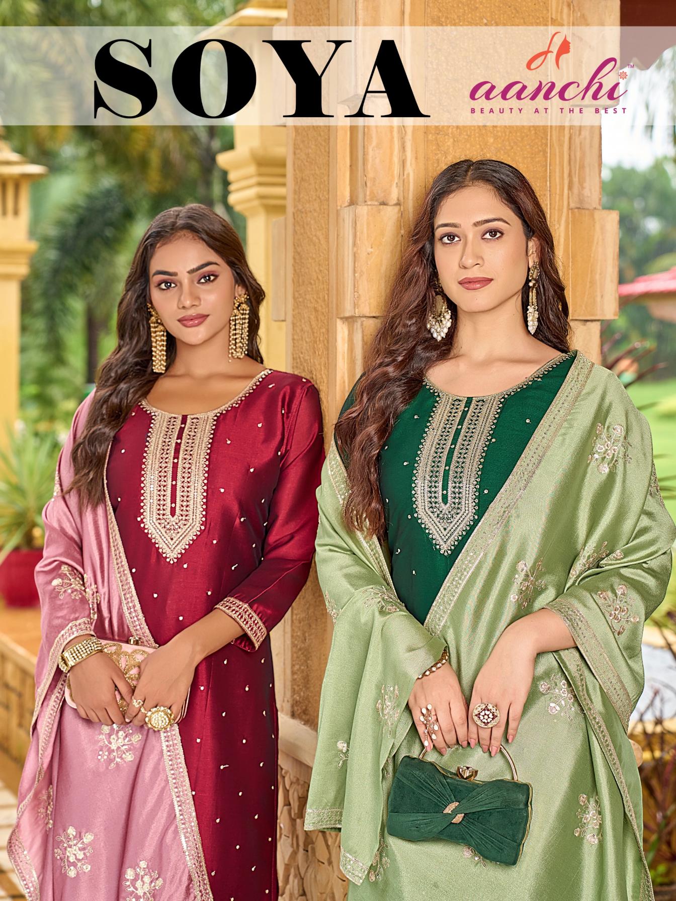 SOYA BY AANCHI CRYSTAL SILK FULLY STITCH 3PCS DRESS ONLINE  