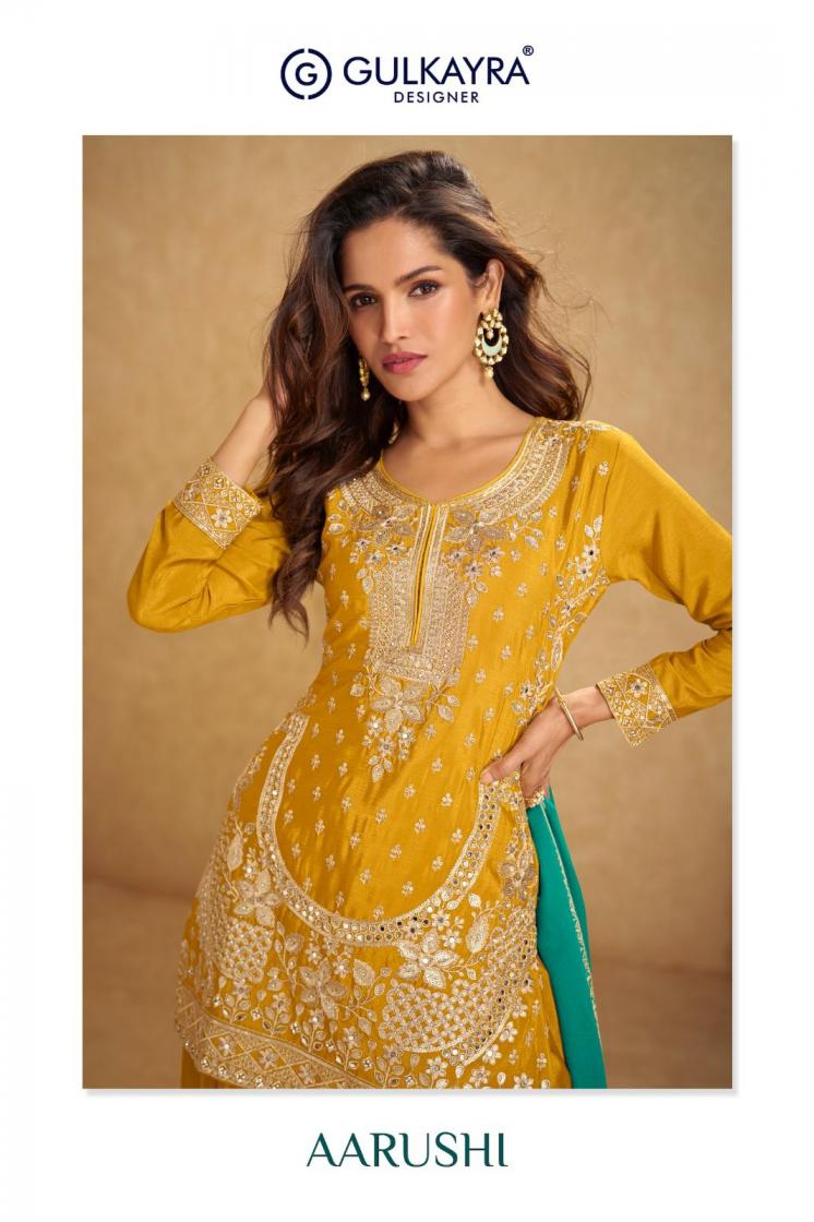 GULKAYRA DESIGNER AARUSHI READYMADE CHINON STYLISH PLAZZO DRESS