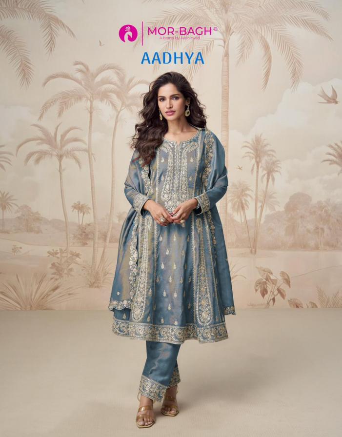 AADHYA BY AASHIRWAD MOR BAGH SIMAR SILK READYMADE OCCASION WEAR SUITS 