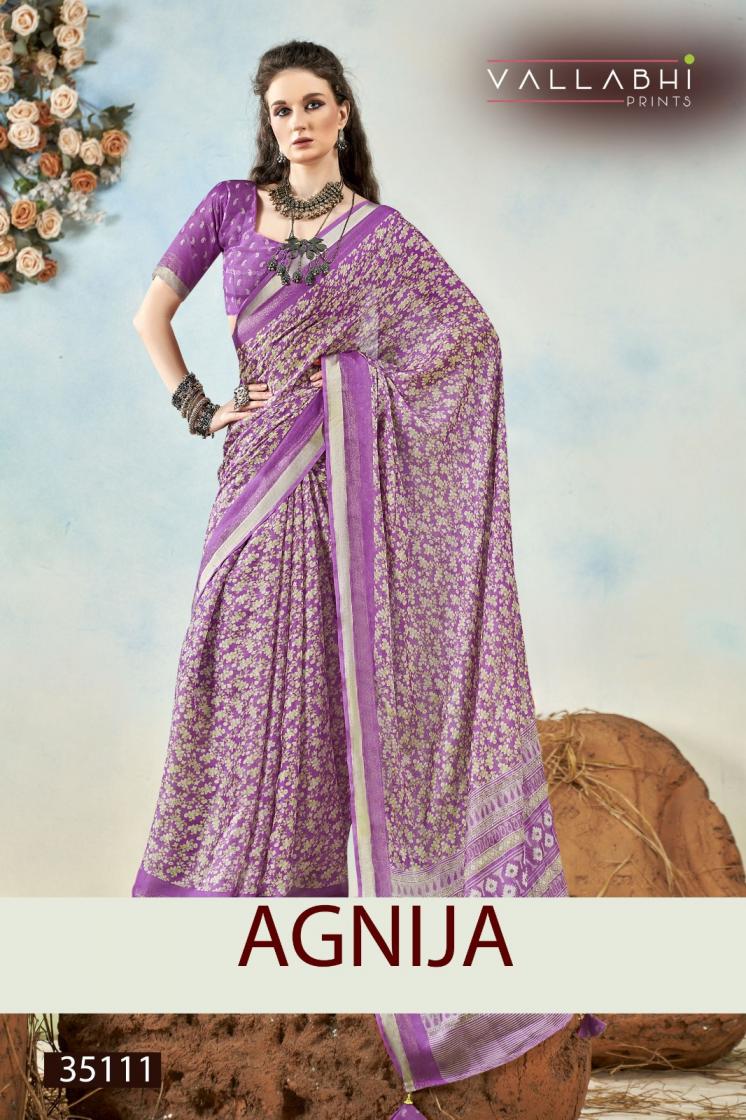 VALLABHI PRINTS AGNIJA MOSS CHIFFON SAREE SUPPLIER 