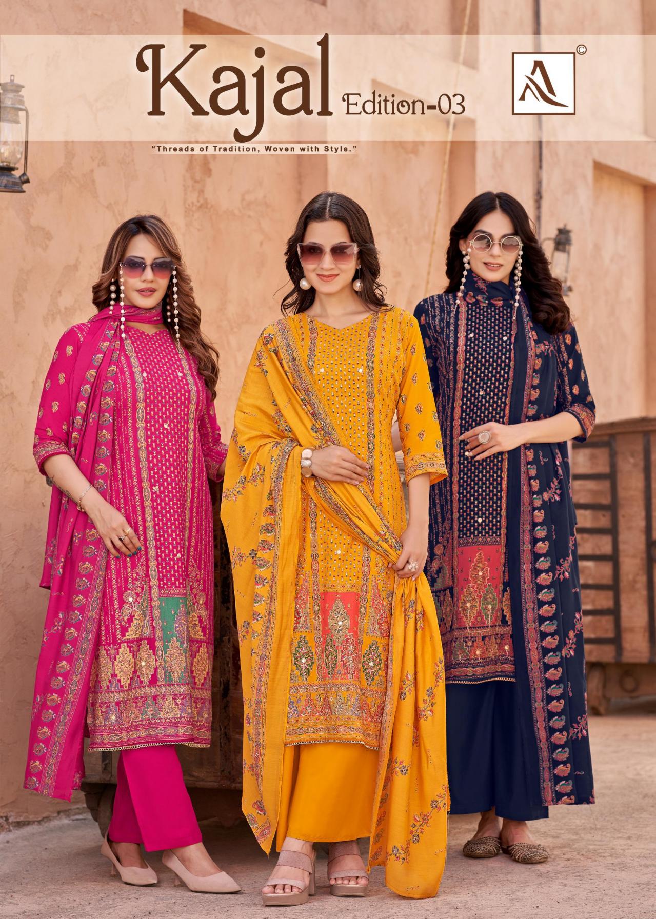 KAJAL VOL 3 BY ALOK VISCOSE RAYON PAKISTANI SUIT FOR WOMENS 