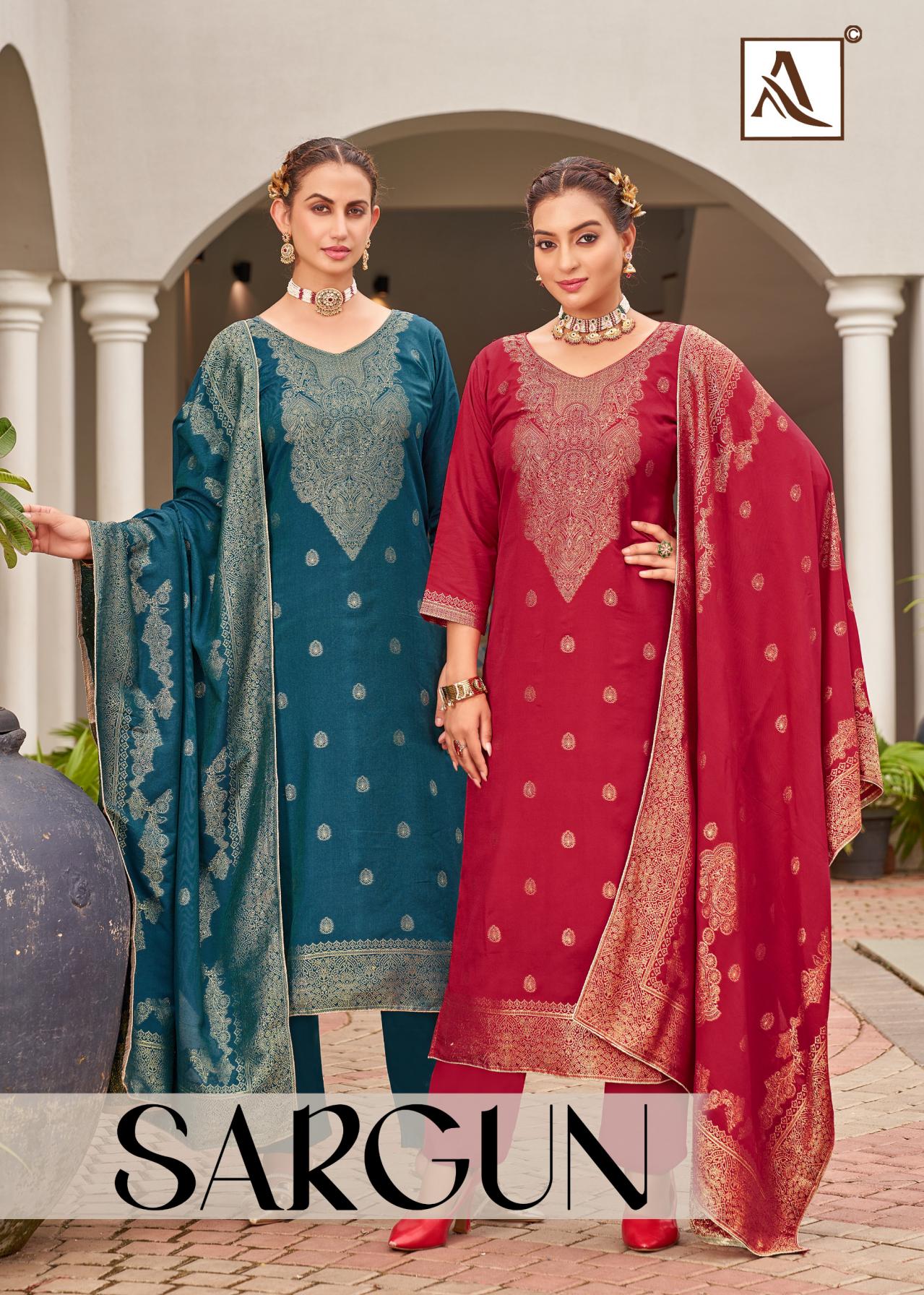 SARGUN BY ALOK FULL STITCH VISCOSE MUSLIN JACQUARD PAKISTANI PLUS SIZE SALWAR SUIT 