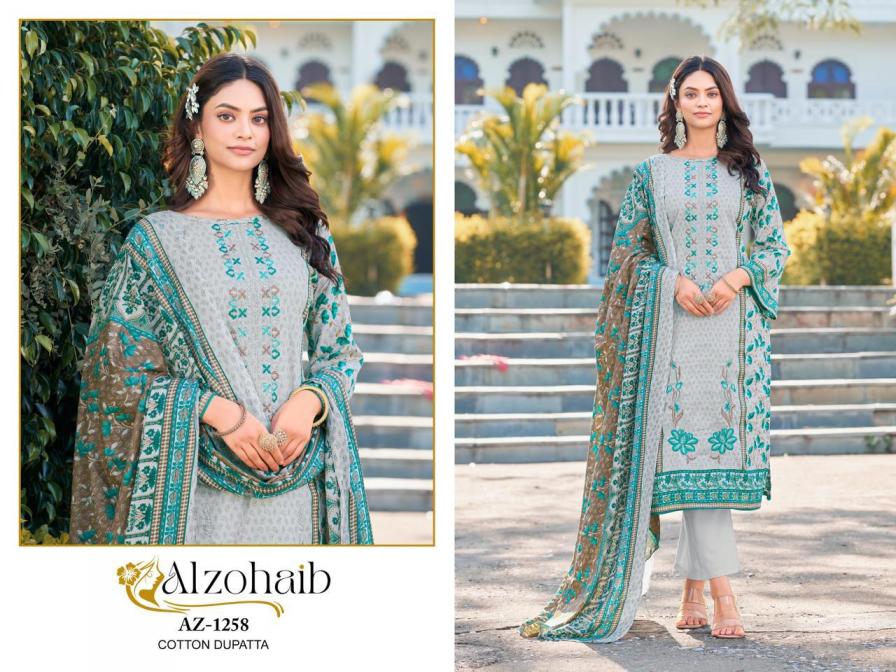 1210-1258 BY ALZOHAIB COTTON PAKISTANI CASUAL SALWAR KAMEEZ 