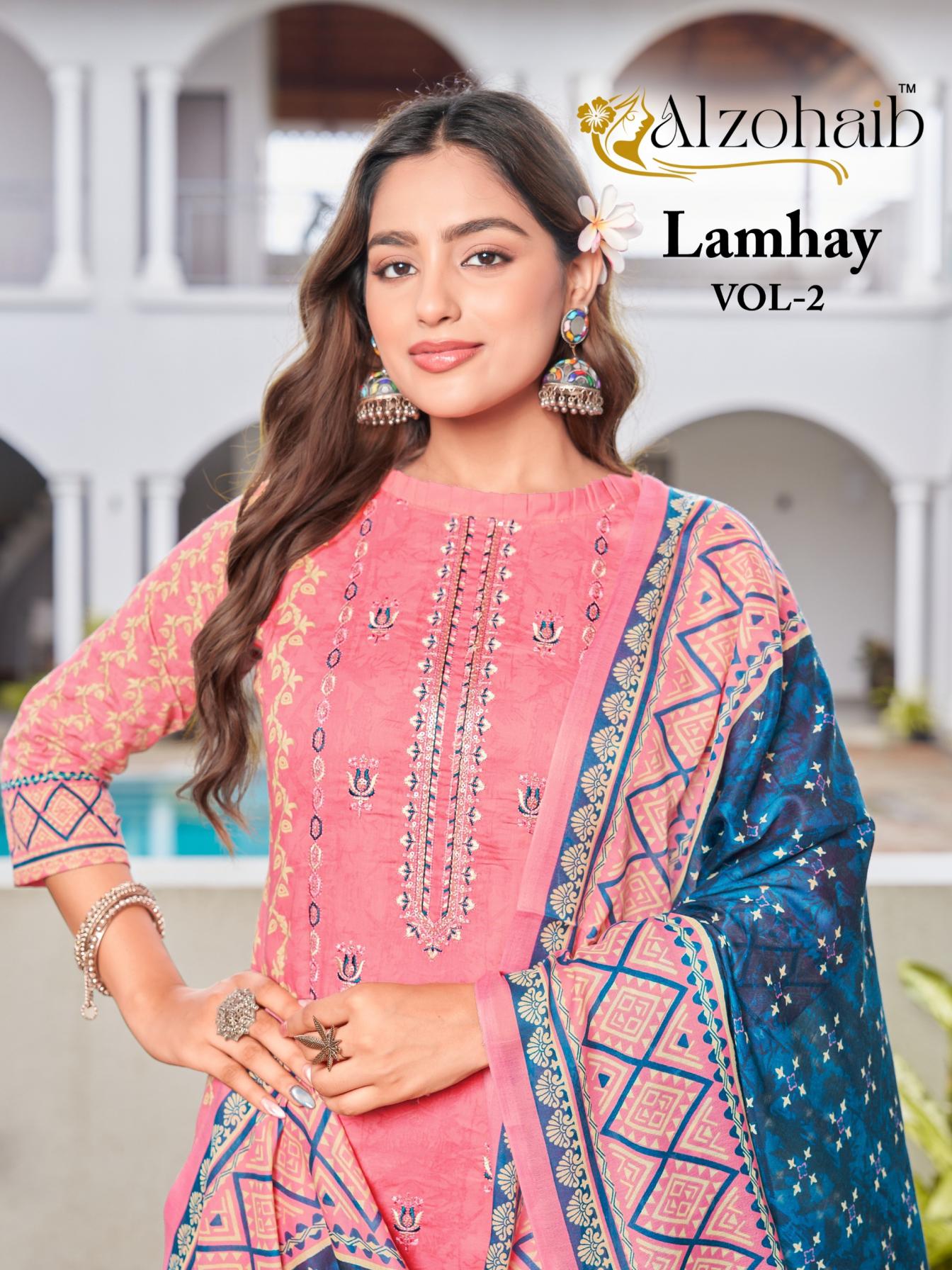 LAMHAY VOL 2 BY ALZOHAIB COTTON PAKISTANI SALWAR KAMEEZ 