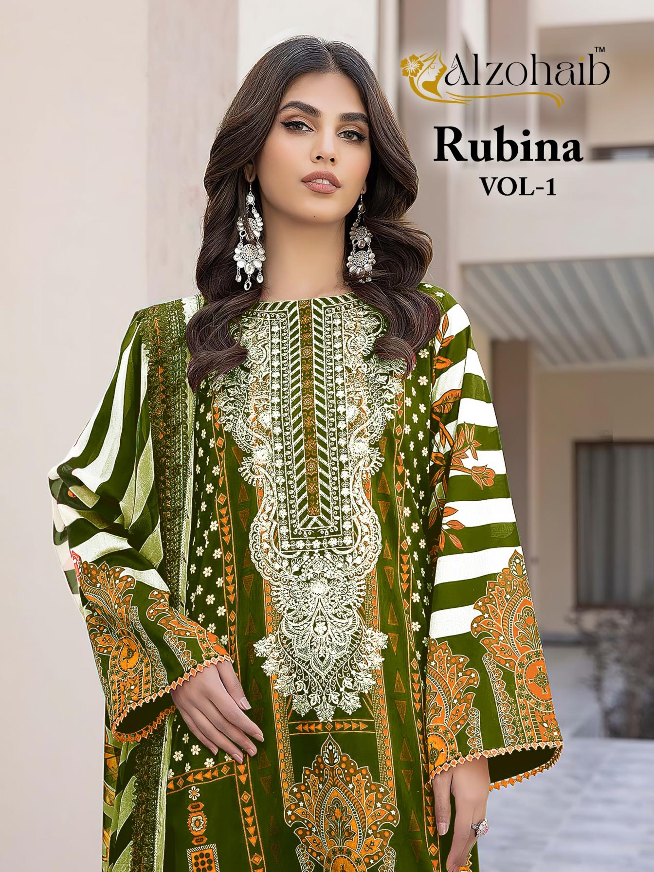 RUBINA VOL 1 BY ALZOHAIB COTTON PAKISTANI FANCY 3PCS DRESS