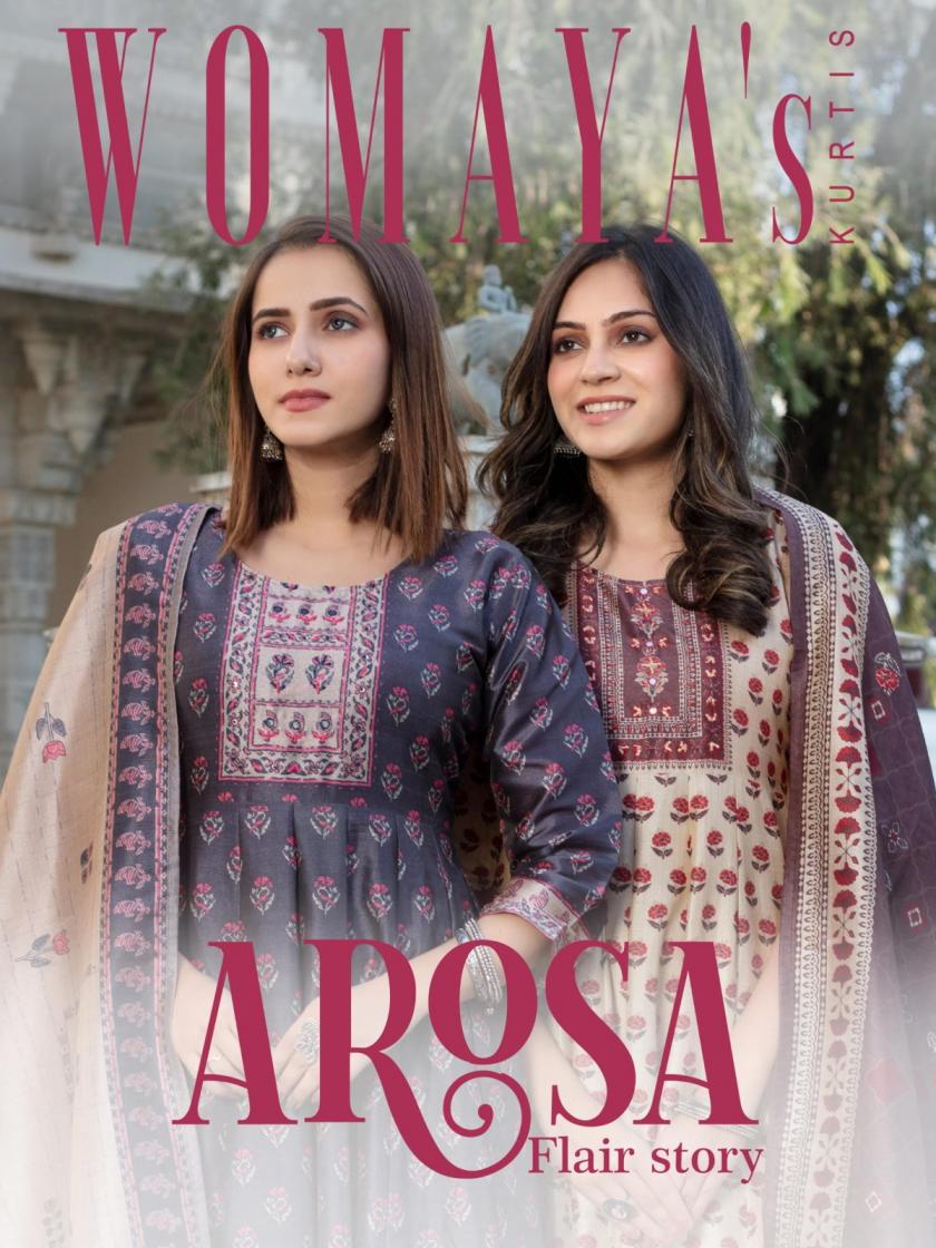 WOMAYA AROSA FLAIR VOL 1 FULL STITCH CHIKU SILK COMBO GOWN WITH DUPATTA 