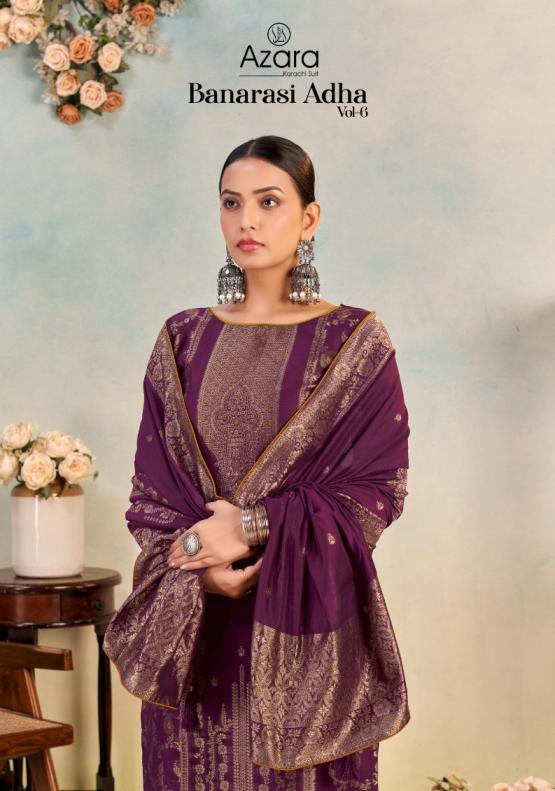 AZARA RADHIKA FASHION BANARASI ADHA VOL 6 COTTON JACQUARD 3PCS SUITS 