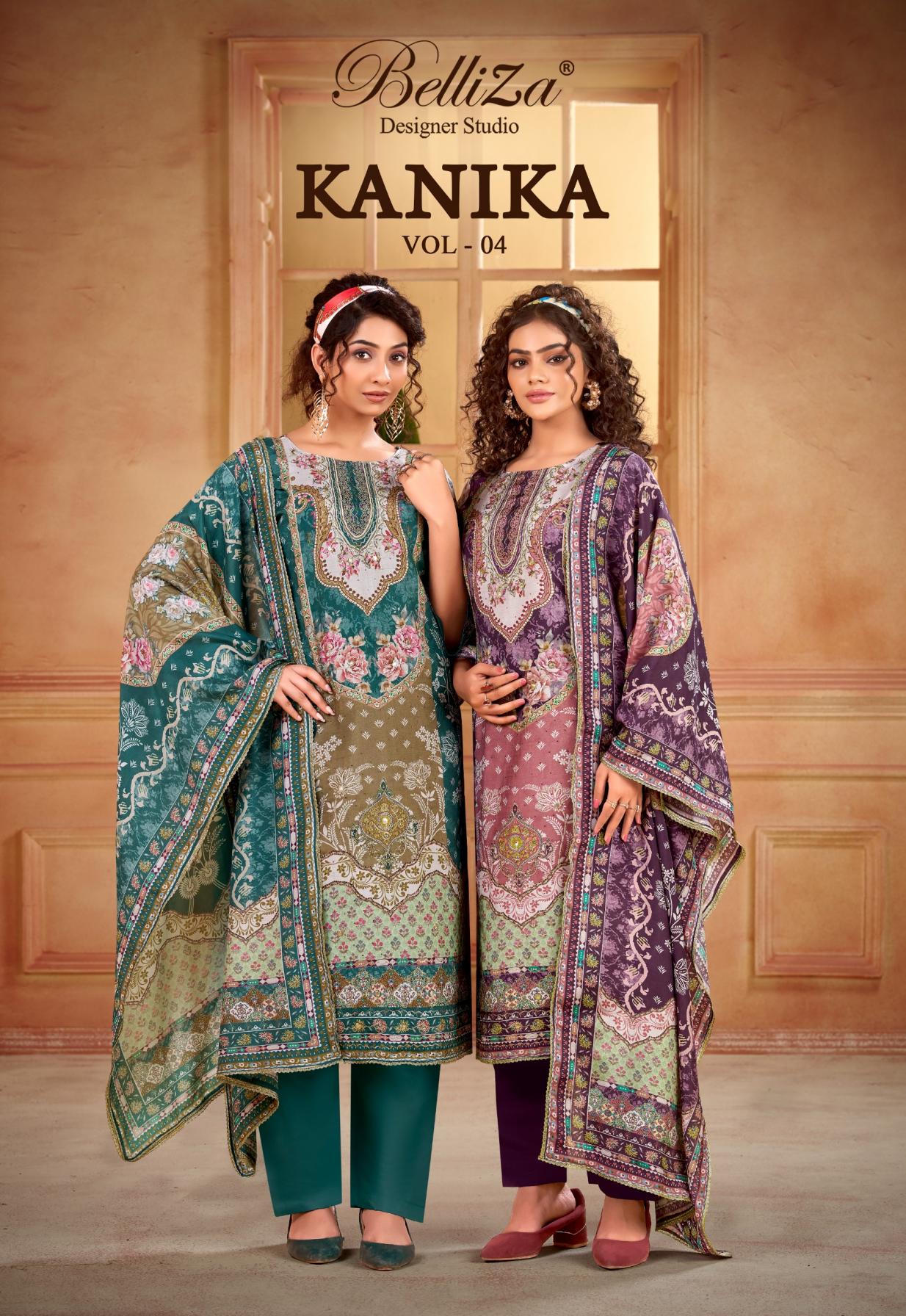 KANIKA VOL 4 BY BELLIZA DESIGNER VISCOSE MUSLIN FULL STITCH PLUS SIZE DRESS