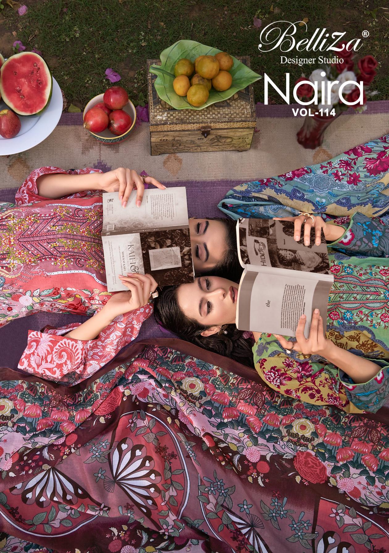 NAIRA VOL 114 BY BELLIZA DESIGNER COTTON PAKISTANI FULL STITCH PLUS SIZE DRESS